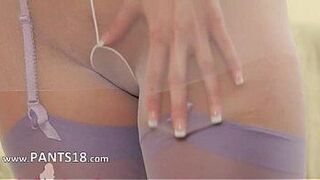 White nylon pantyhose on elegant babe - porn video